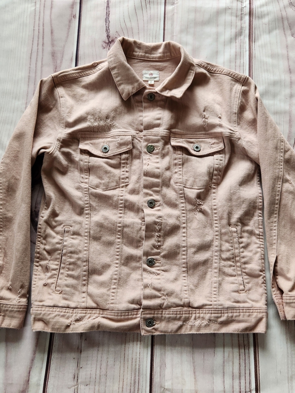 AG Adriano Goldschmied "Nancy" Denim Trucker Jacket Dusty Pink | Women's Size M - Picture 2 of 10